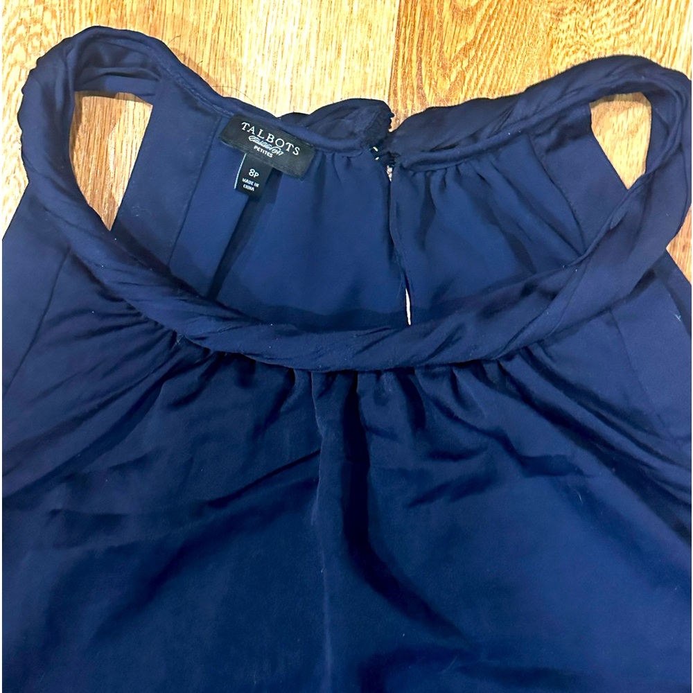 Navy Talbots party dress size 8p 8 petite